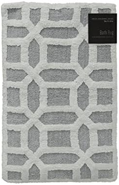 Family Pl Luxury Ultra Soft Plush Bath Rug Mat (Geometric Octagon) 21-Inch by 34-Inch (Gray)