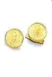 14K Gold Diamond-Cut Inset Cufflinks