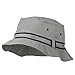 Striped Hat Band Fisherman Bucket Hat - Grey Black