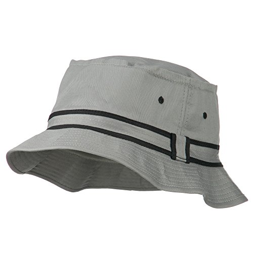Striped Hat Band Fisherman Bucket Hat - Grey Black