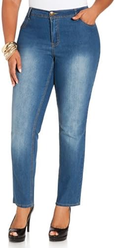 Ashley Stewart Women's Plus Size Tall Medium Wash 5-Pocket Denim - Color: Medium Blue, Size: 20