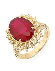 PassionGems 7.1 ct natural ruby and diamond 14k gold Ring - Size 6