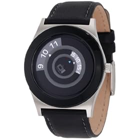 The One - AN06G01 - Spinning Wheel - Montre Mixte - Quartz Analogique - Cadran Noir - Bracelet Cuir Noir
