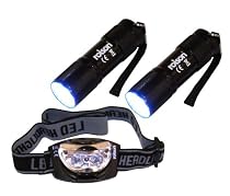 Rolson 61762 9-LED Torch and 3-LED Head Light Set (2 Pieces)