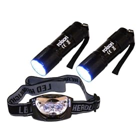 Rolson 61762 9-LED Torch and 3-LED Head Light Set (2 Pieces)