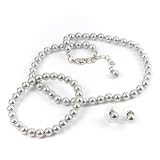 Light Blue 6mm Glass Pearl Necklace, Bracelet and Earrings Set by Margot Townsend