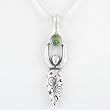 Celestial Lunar Goddess Pendant in Sterling Silver with Peridot Gemstone Moon, Swirls and Stars on an 18" Snake Chain, #8689