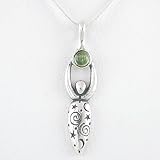  : Peridot Lunar Goddess Pendant in Sterling Silver with Stars on 18" Snake Chain, #8689