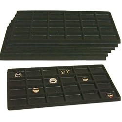 7 Black 24 Slot Coin Jewelry Showcase Display Tray Inserts