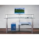 RTA Home and Office Glass and Metal Computer Desk
