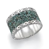 Silver and Crushed Turquoise Ring