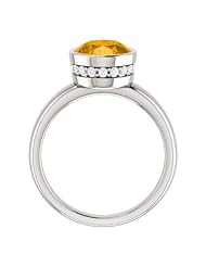 14K White Gold 10.00x8.00mm Oval Cut Citrine and Diamond Ring -- LIFETIME WARRANTY