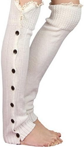 Lace Boot Socks, Button Up Leg-Warmers by Sweetly Savvy (Cream)