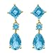 Jewelry : 14k Yellow Gold Blue Topaz Pear and Square Dangle Earring