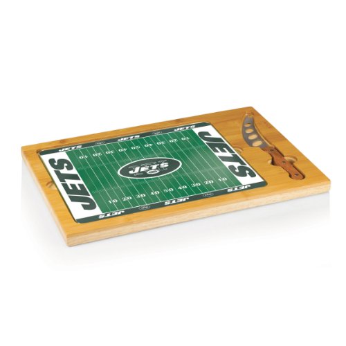 PICNIC TIME NFL Football Field Icon Glass Top Cutting Board & Knife Set, (Parawood & Bamboo)