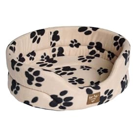 Dog Bed - [5 Colours] - 32" - Machine Washable, Fire Retardant Foam, Removable Base, Beige Paws Fleece