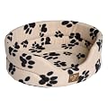 Dog Bed - [5 Colours] - 24" - Machine Washable, Fire Retardant Foam, Removable Base, Beige Paws Fleece