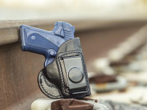 OUTBAGS LOB4S-SOLO Black Genuine Leather IWB Conceal Carry Gun Holster for Kimber Solo 9mm. Handcrafted in USA.