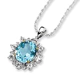 Sterling Silver & 14k Gold Sky Blue & White Topaz Necklace