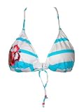 Hobie Sky Blue and White Bikini Beach Adjustable Triangle Halter Top (Large)
