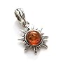 Certified Genuine Honey Amber and Sterling Silver Flaming Sun Very Small Pendant