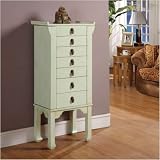 distressed armoires-Ningbo Way Six Drawer Jewelry Armoire in Distressed Rustic Green  Free Shipping