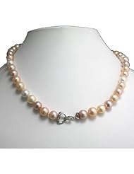Multi-colored Freshwater Pearl Heart Clasp Necklace (9-10 Mm) Valentine Gift