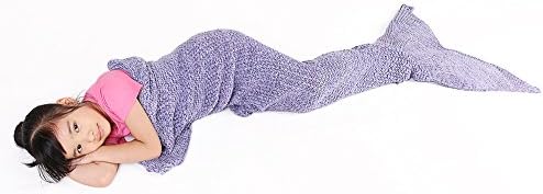 Mermaid Tail Blanket, NOT HOME® Warm and Soft Mermaid Blanket, Knitted Blankie Tails, All Seasons Cozy Sleeping Bags for Kids and Adults (Light Purple/59.1*23.64inch)