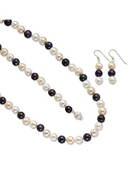 SS Multi-colored Freshwater Cult. Pearl 3 Piece Earring/Necklace Set
