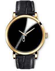 SPRAWL Aanalog Fashion Series Gold Ladies Watches of Genuine Black Leather Strap,Unique Wrist Watch for Women Girls Designed with Closing a sweater