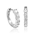 14k White Gold 6 Stone Hoop Diamond Earrings (GH, SI3-I1, 0.75 carat)