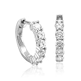 Certified 14k White Gold 6 Stone Hoop Diamond Earrings (GH, SI-I, 0.75 carat)
