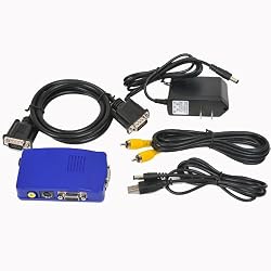 VideoSecu TV Video RCA to PC VGA Converter Adapter Switch Box with Free Power Supply AV2VGA A15