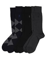 Ralph Lauren Mens Dress Socks Small Pony Argyle Blue Mix 3Pack - Size 6-12
