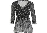 Petite Bay Studio Career Black & White Crinkle Blouse
