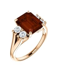 18K Rose Gold 10.00x8.00mm Emerald Cut Mozambique Garnet and Diamond Ring -- LIFETIME WARRANTY