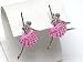 Gorgeous Hot Pink Crystal Skirted Dancer Arm Up LARGE Post/Stud Earrings Silver Tone with Crystals Comes gift boxed