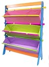 3 Tier Children's Multi Coloured Storage Unit with 3 wide canvas bins 