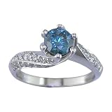 1.50 CT Blue Diamond Engagement Ring 14K White Gold In Size 7 (Available In Sizes 5 - 10)