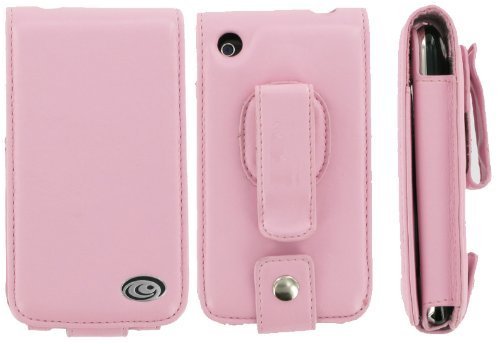 Apple iPhone 3G Premium Flip Pink Leather Case with Rotating Belt Clip - Bundle with Screen Protector Shield