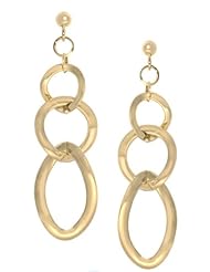 14k Italian Yellow Gold High Polished Dangle Earrings