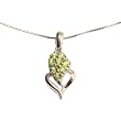 Sterling Silver Pave-Set Peridot Heart Pendant Necklace