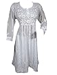 Women's Georgette Hand Embroidered Tunic Top Kurti Fairy Dress Medium