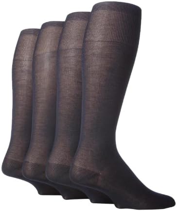 4 pairs Men's Cool Italian Freshline mens long plain cotton Socks 10-10.5 us Navy