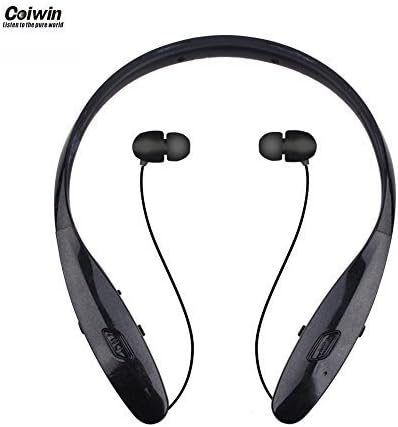 Bluetooth Headset, Coiwin HBS-960S Wireless Bluetooth Headsets Hand-free Headphones/Earbuds, Neckband Noise Canceling for Iphone/Ipad/Sony and Other Bluetooth Device (HBS-960s-Black)