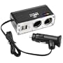 TRIXES Adaptateur hub 2 ports allume-cigare voiture et USB pour portable, MP3