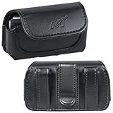 Premium Black Leather Horizontal Pouch Carry Case Belt Clip Magnetic Closin ....