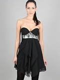 FourFlavor Sexy Bustierkleid mit Volant, schwarz