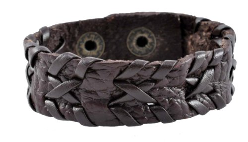 Adjustable Zen Snap PU Leather Bracelet Wristband (Brown)