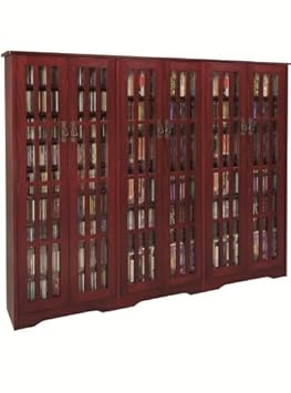 Inlaid Glass Mission Multimedia Cabinet (M-1431 Series) Dark Cherry,Leslie Dame Enterprises,M-1431DC